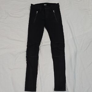Hudson Black Biker Pants with Zipper Accents